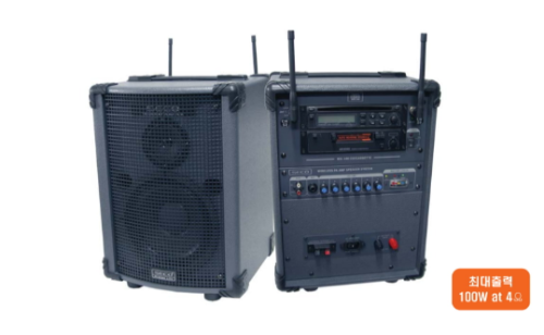SECO WA-440CD/CASSETTE /강의용 행사용 이동형 앰프 /100W 무선 2채널 내장 /CD/DECK/USB 내장 /충전식 /세코